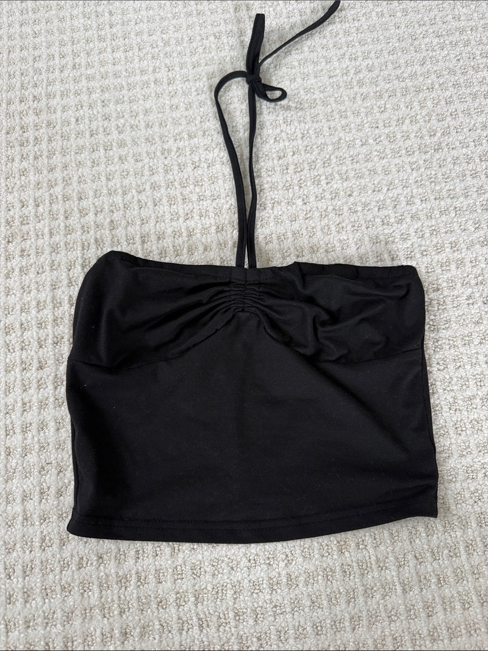 Black Strapless Halter Crop Top
